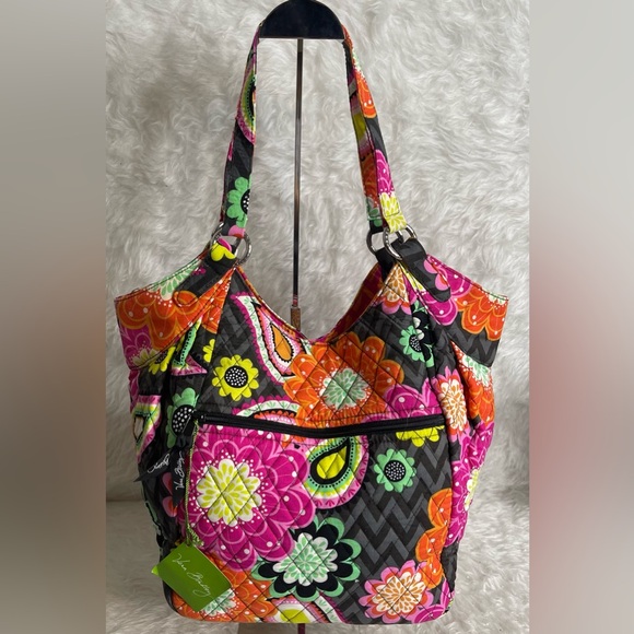 New Vera Bradley Ziggy Zinnia Crescent Handbag - Picture 3 of 12